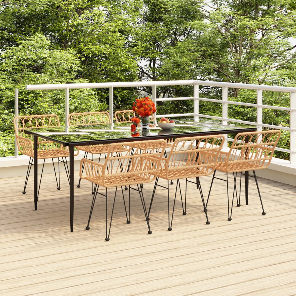 3 Piece Garden Dining Set Poly Rattan