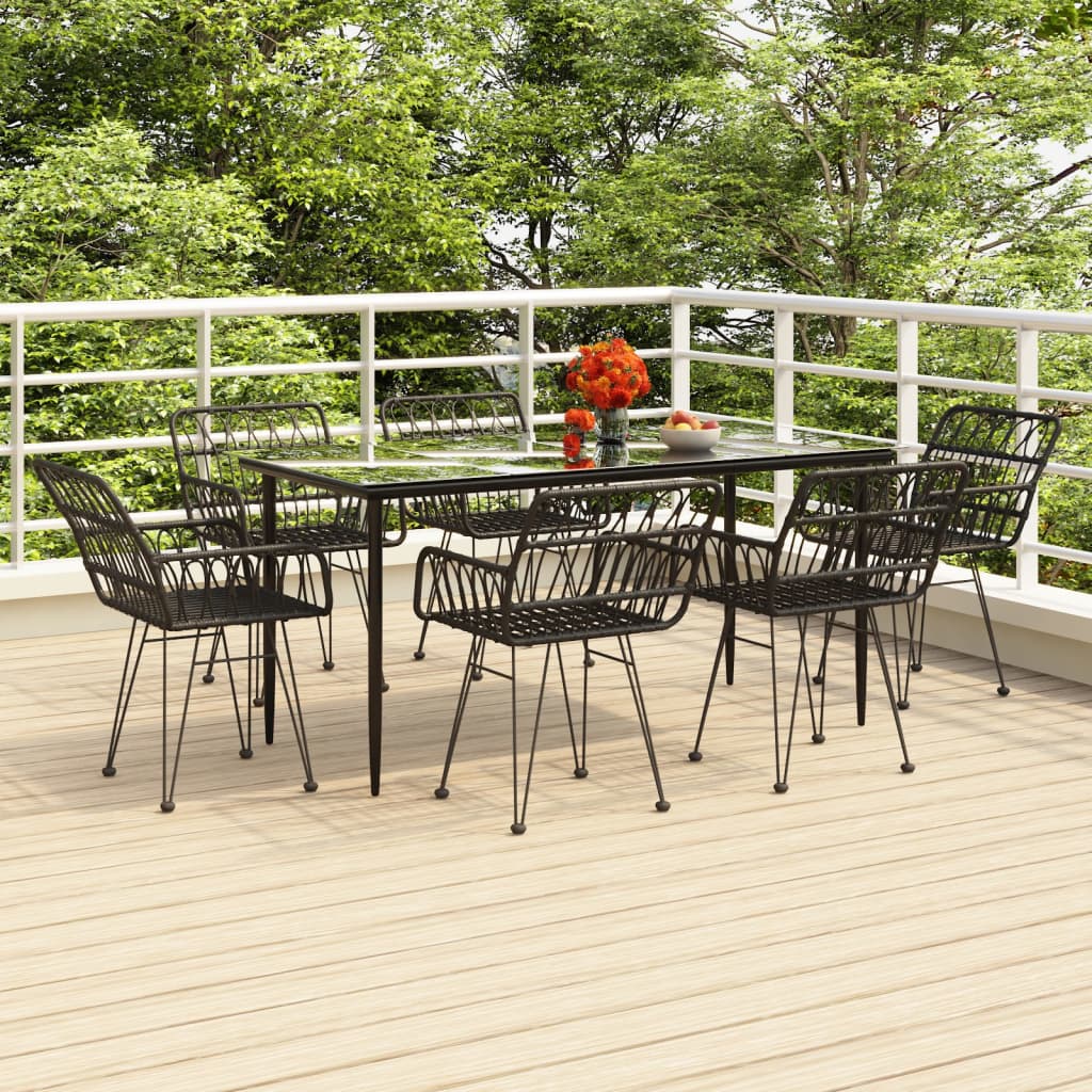 3 Piece Garden Dining Set Poly Rattan