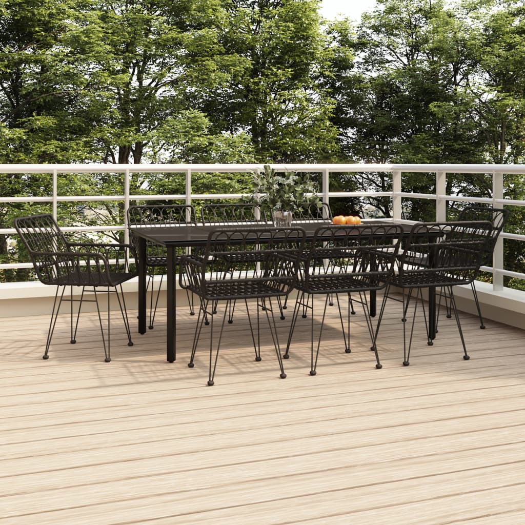7 Piece Garden Dining Set Poly Rattan