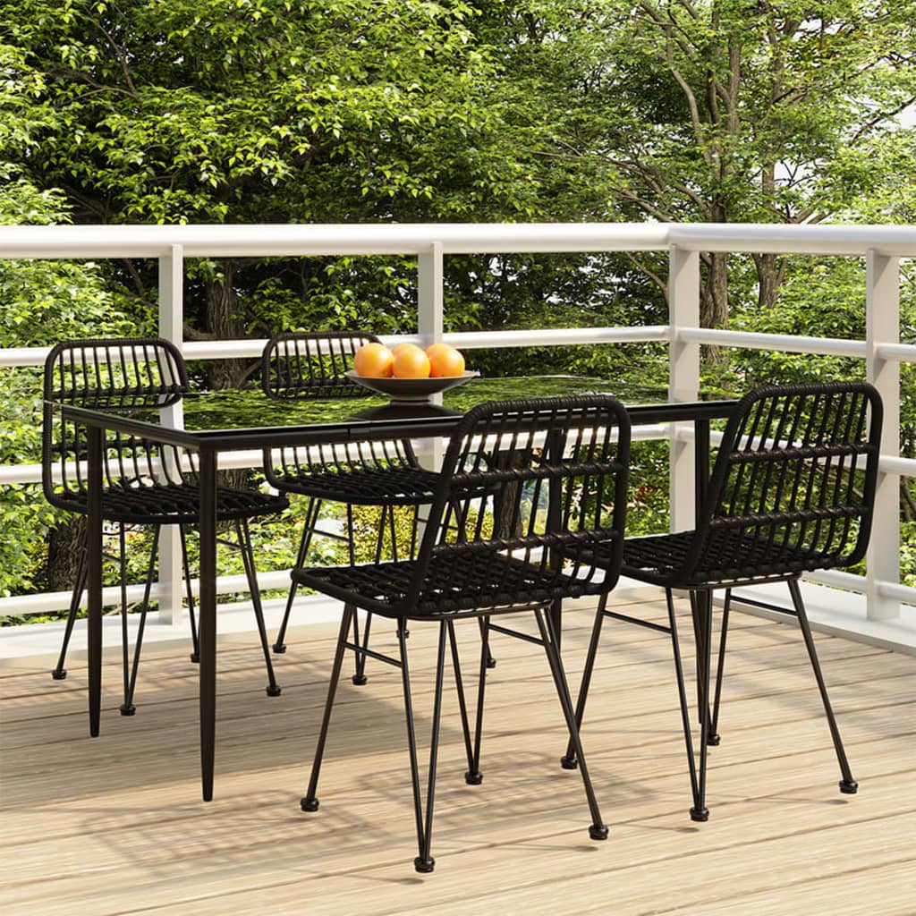 5 Piece Garden Dining Set Poly Rattan