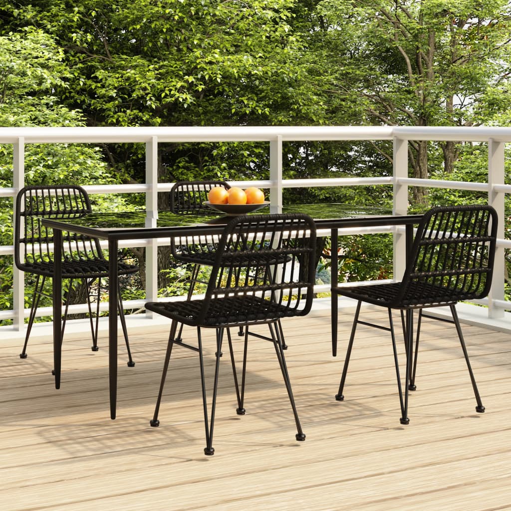 5 Piece Garden Dining Set Poly Rattan