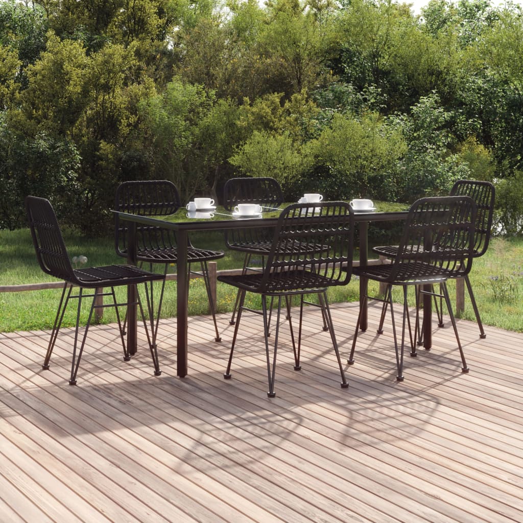 7 Piece Garden Dining Set Poly Rattan