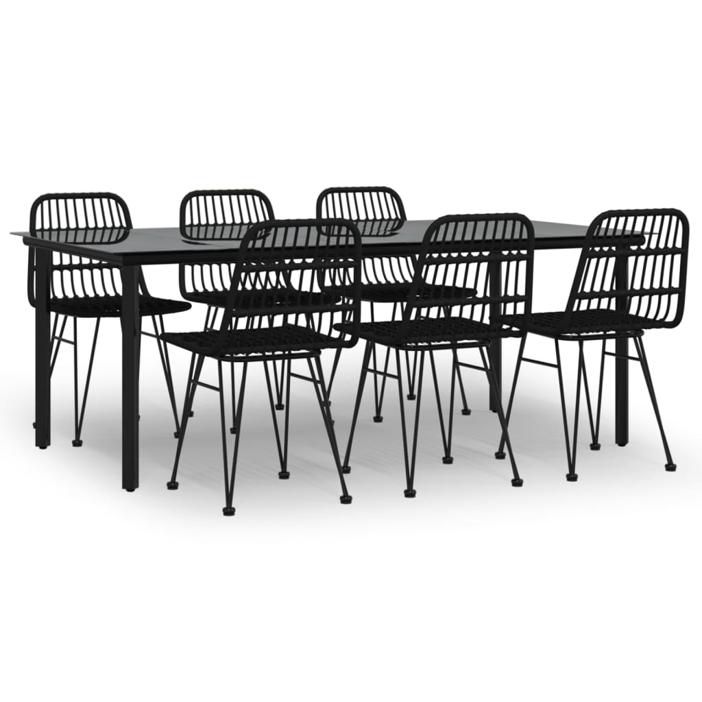 7 Piece Garden Dining Set Poly Rattan