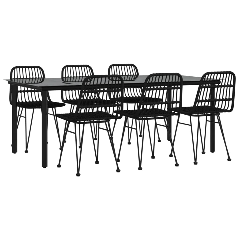 7 Piece Garden Dining Set Poly Rattan