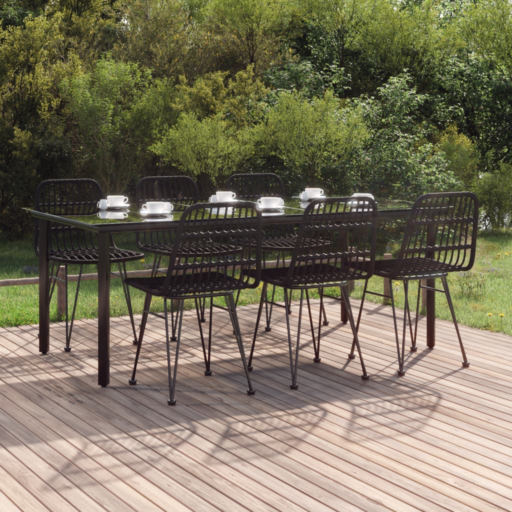 7 Piece Garden Dining Set Poly Rattan