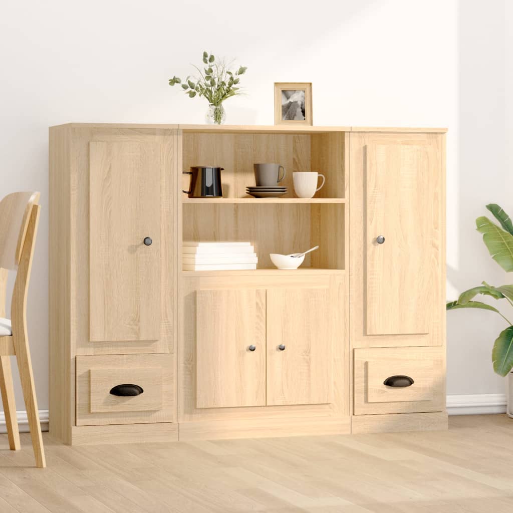 Highboards 3 Pcs Engineered Wood