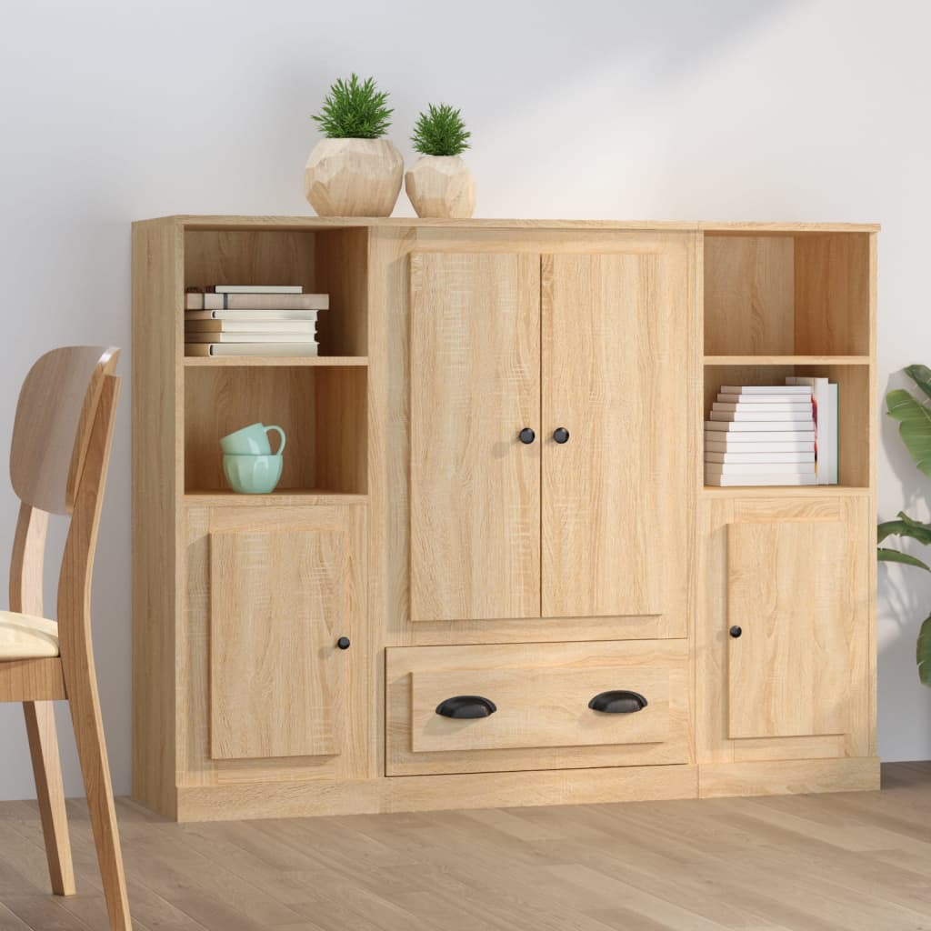 Highboards 3 Pcs Engineered Wood