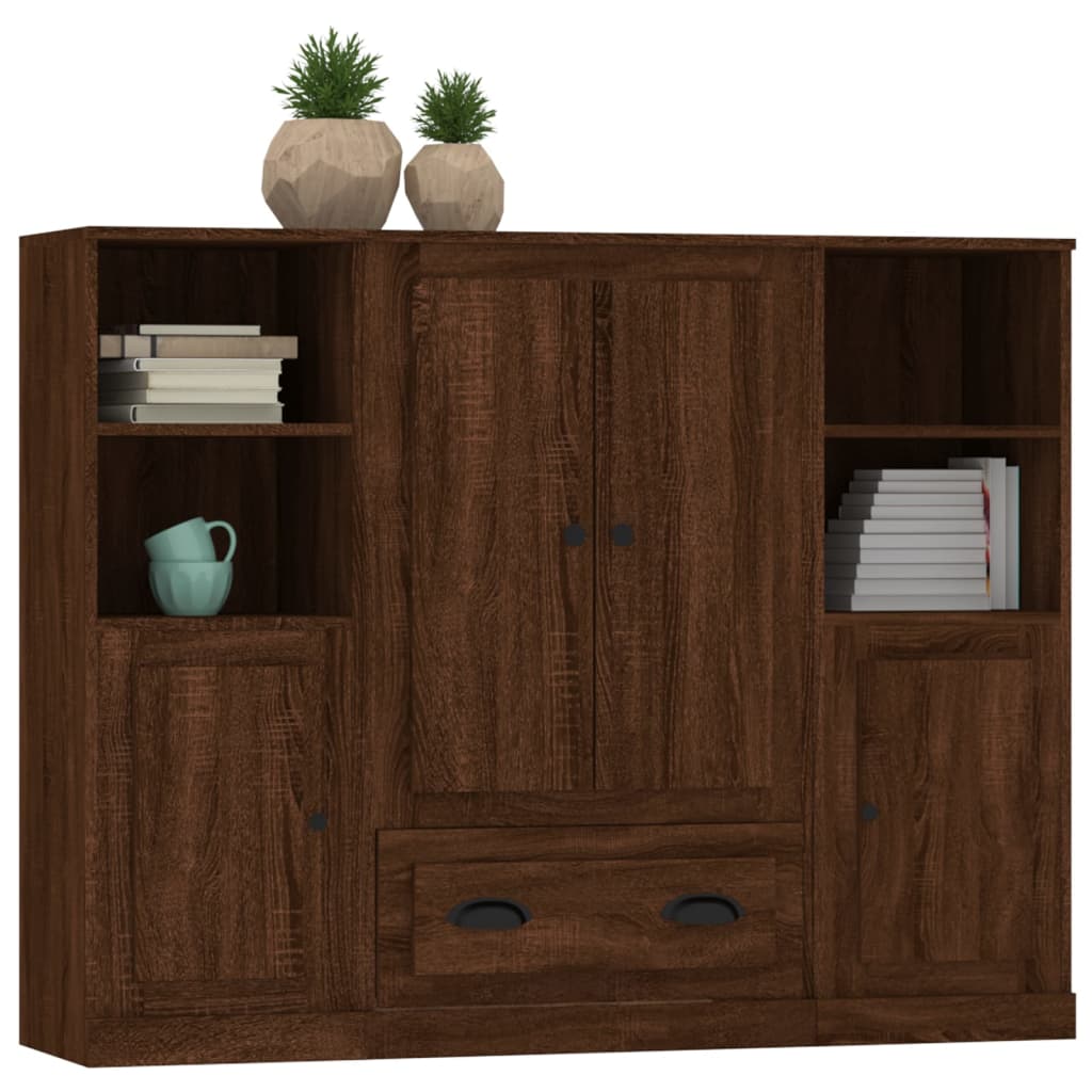 Highboards 3 Pcs Engineered Wood