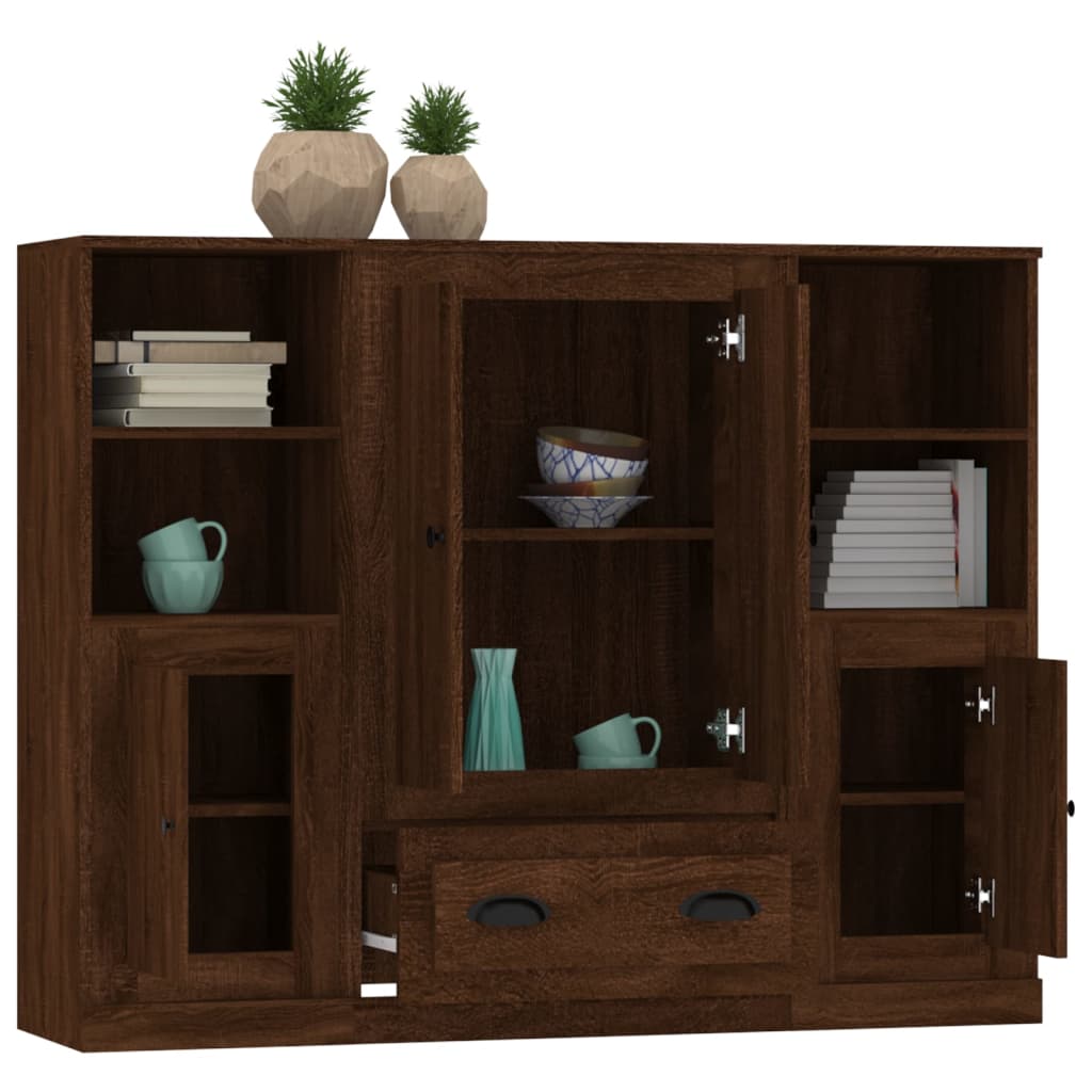 Highboards 3 Pcs Engineered Wood