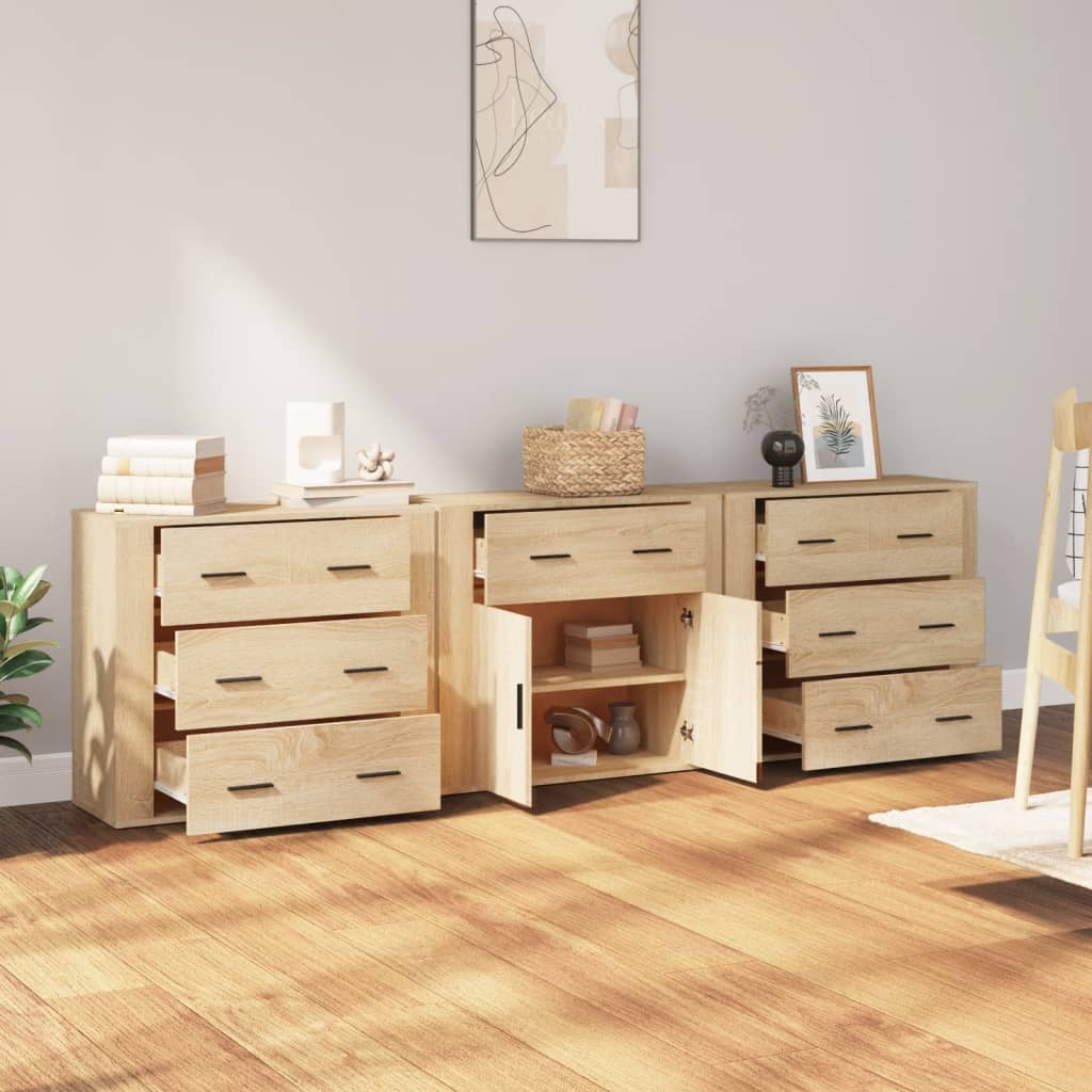 Sideboards 3 Pcs Engineered Wood