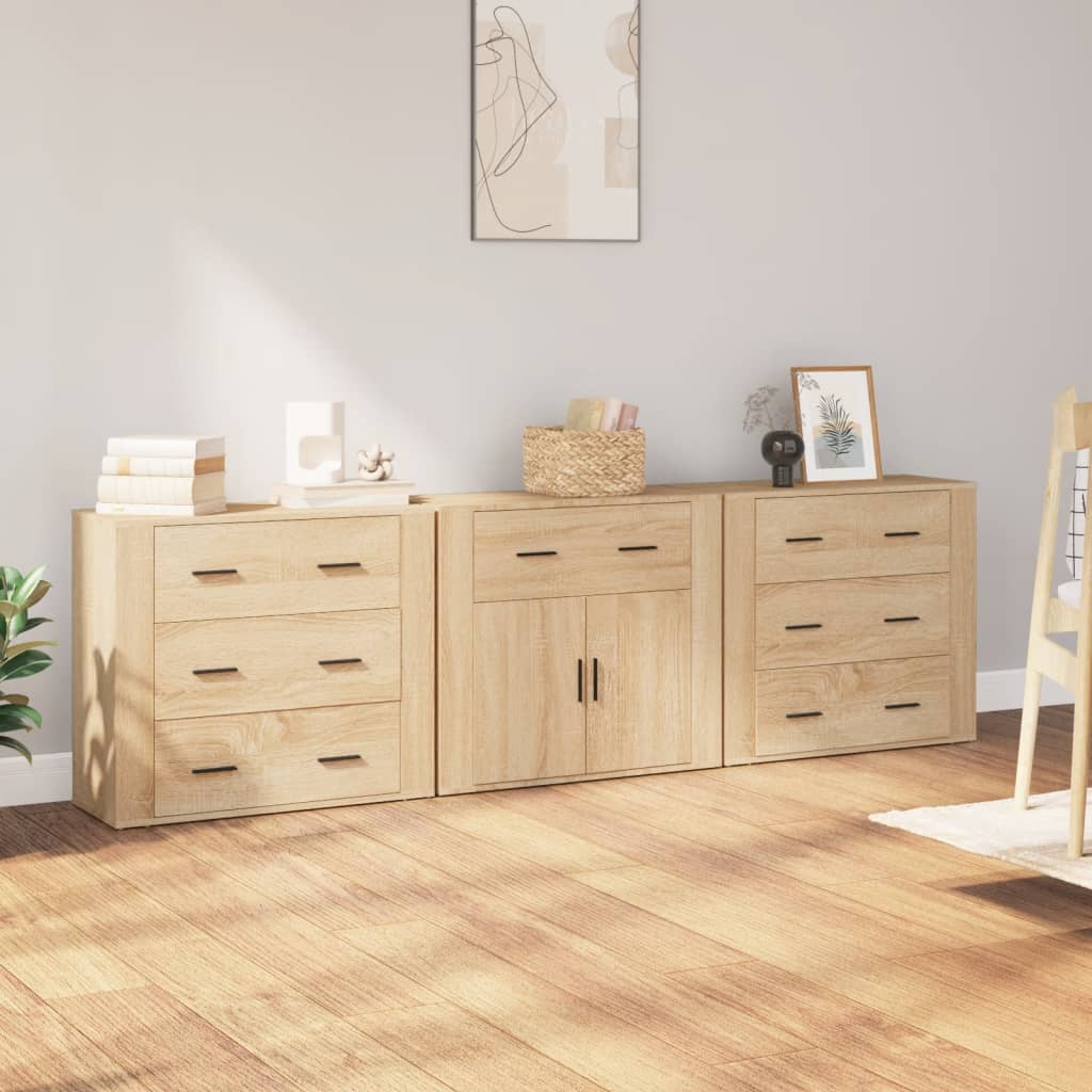 Sideboards 3 Pcs Engineered Wood