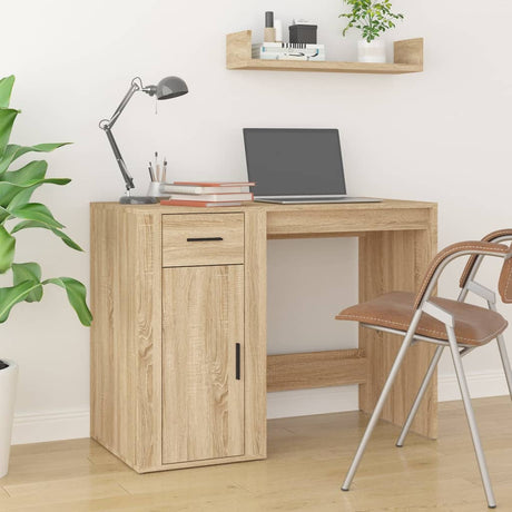 Desk With Cabinet Engineered Wood