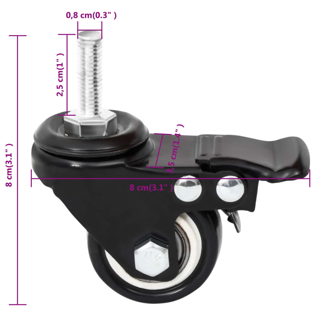 Wheels For Planter 4 Pcs Black 8X3.5X8 Cm Iron