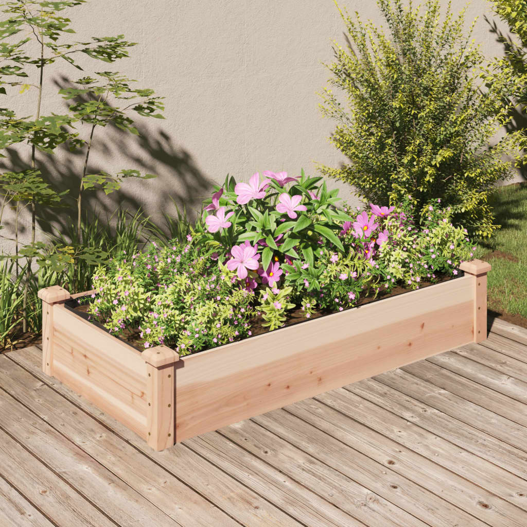 Garden Raised Bed With Liner Solid Wood Fir