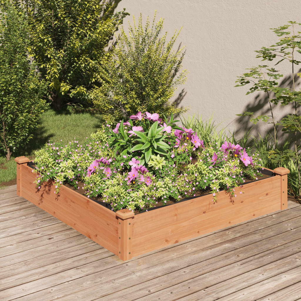 Garden Raised Bed With Liner Solid Wood Fir