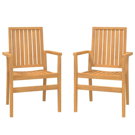 Stackable Garden Chairs 2 Pcs 56.5X57.5X91 Cm Solid Wood Teak