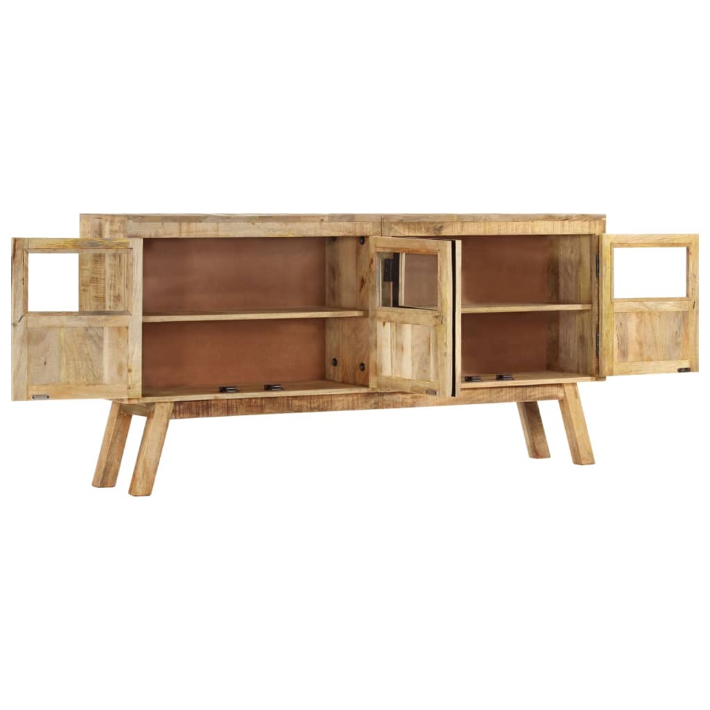 Sideboard Brown And Black 160X30X76 Cm Solid Wood Mango