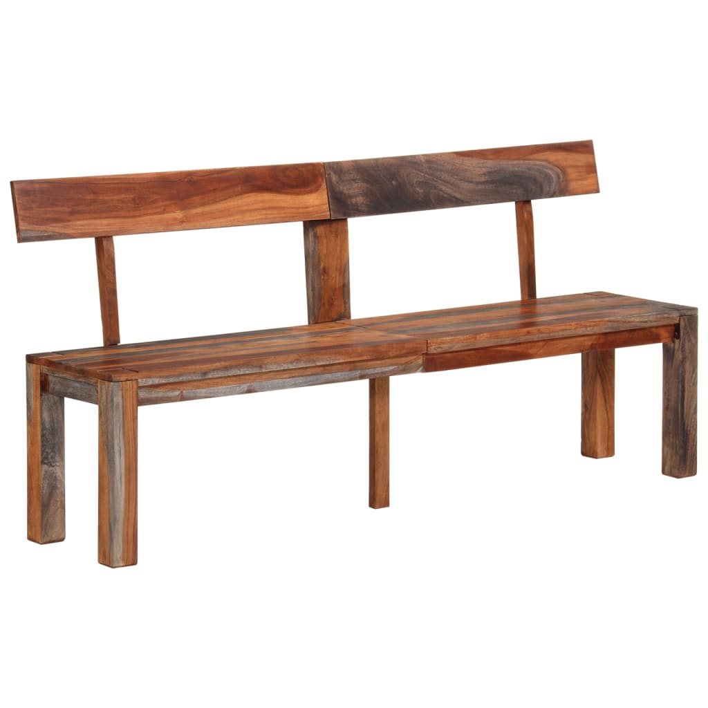 Bench With Backrest 160 Cm Grey Solid Wood Acacia