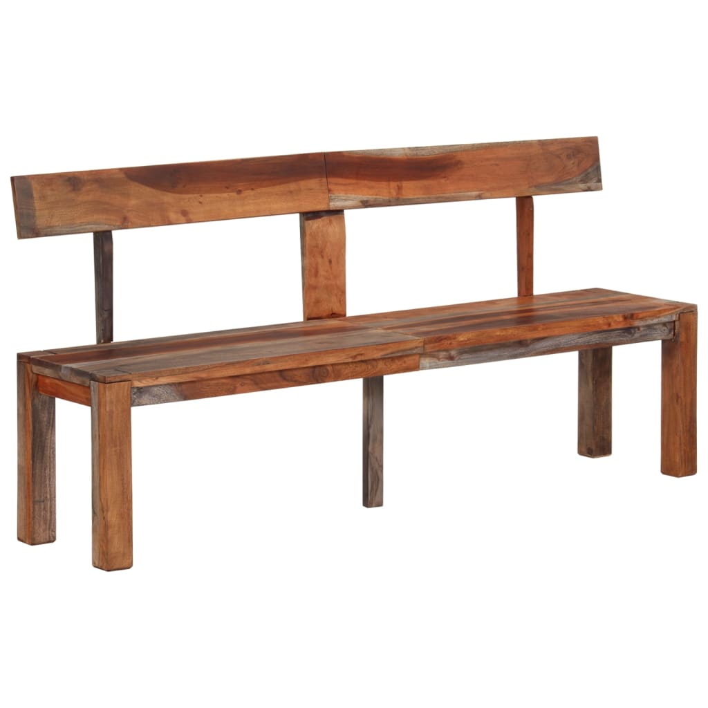 Bench With Backrest 160 Cm Grey Solid Wood Acacia