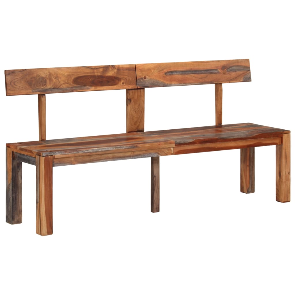 Bench With Backrest 160 Cm Grey Solid Wood Acacia