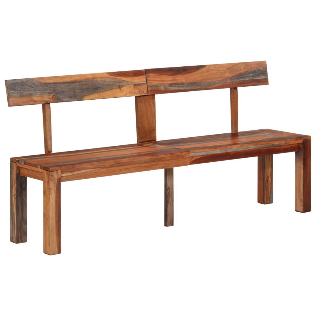 Bench With Backrest 160 Cm Grey Solid Wood Acacia