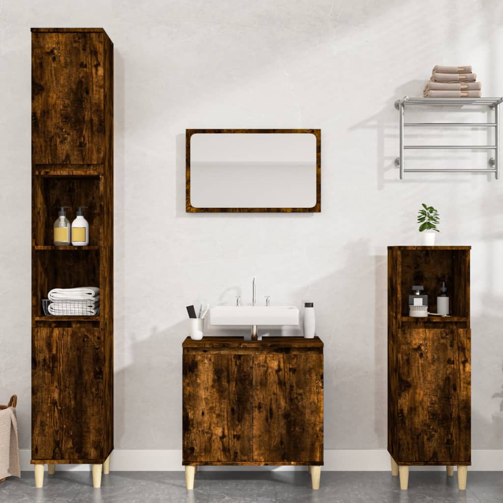 3 Piece Bathroom Furniture Set Engineered Wood