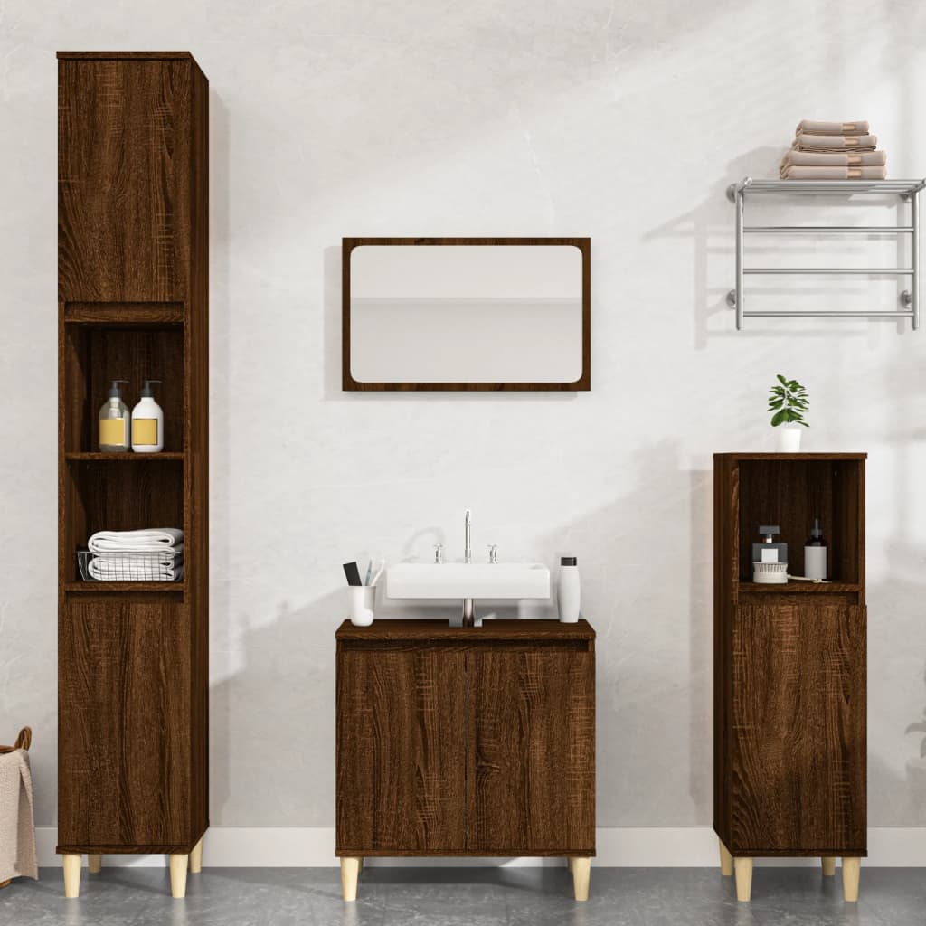 3 Piece Bathroom Furniture Set Engineered Wood
