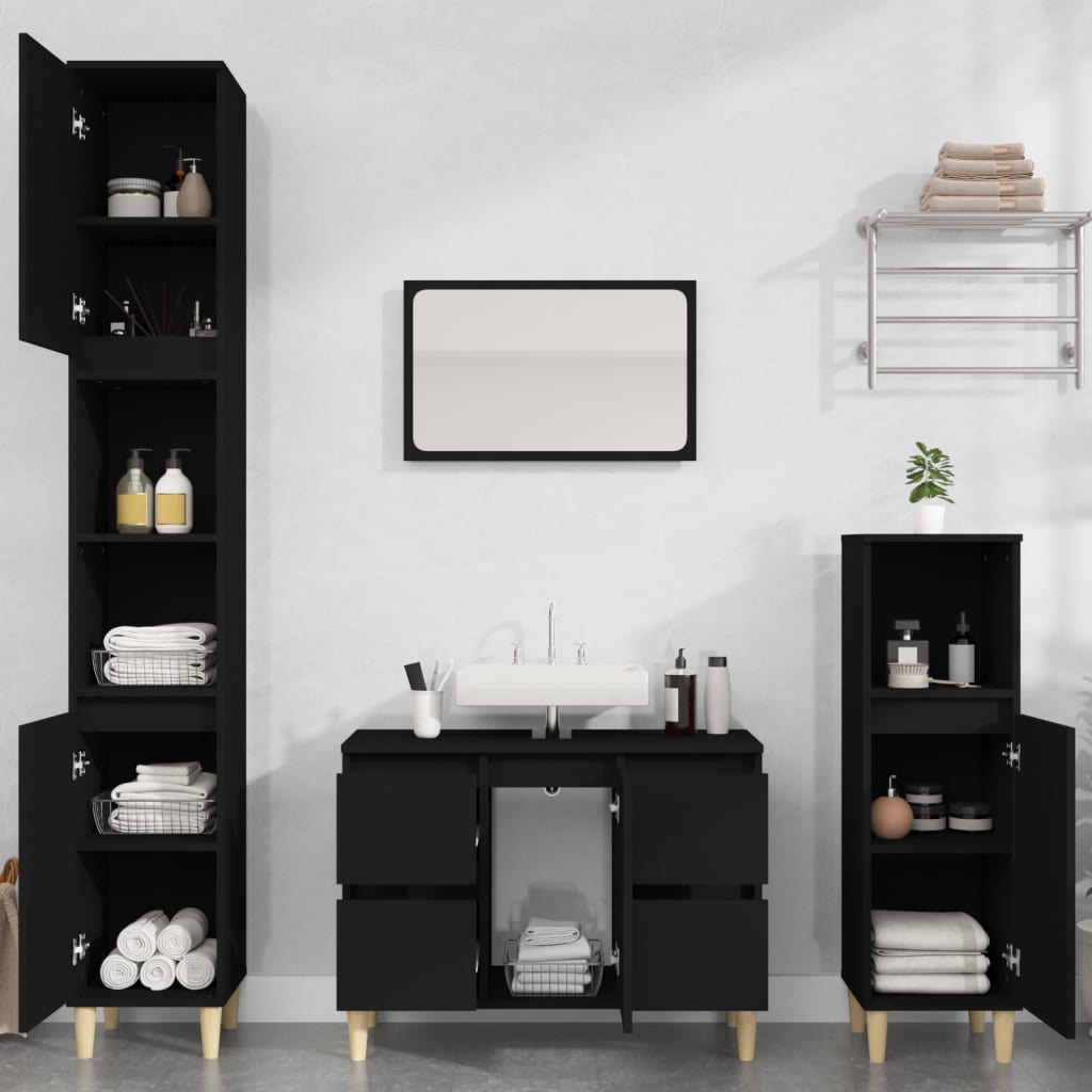 3 Piece Bathroom Furniture Set Engineered Wood