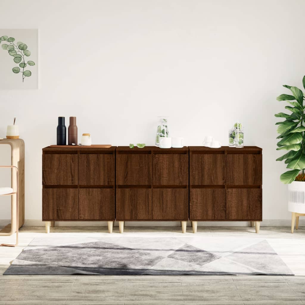 Sideboards 3 Pcs 60X35X70 Cm Engineered Wood