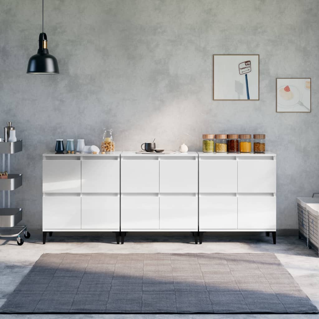 Sideboards 3 Pcs 60X35X70 Cm Engineered Wood