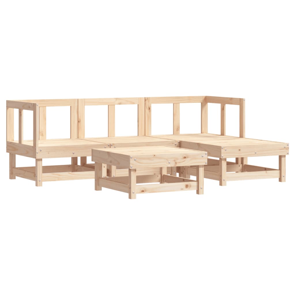 5 Piece Garden Lounge Set Solid Wood Pine