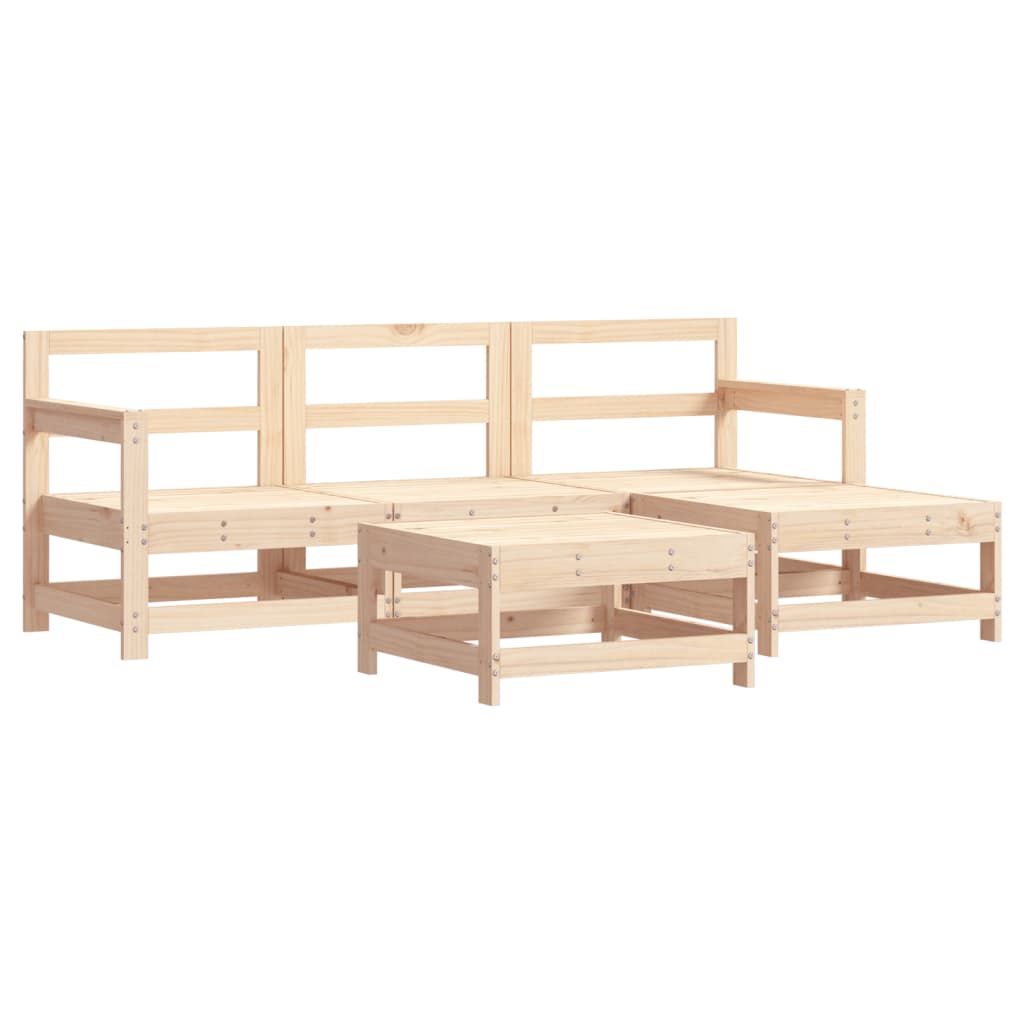 5 Piece Garden Lounge Set Solid Wood Pine
