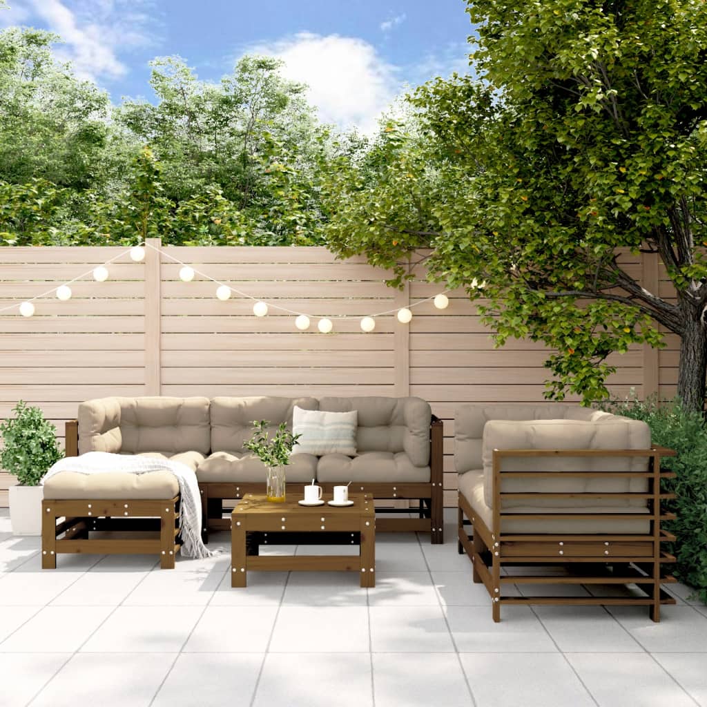 7 Piece Garden Lounge Set Solid Wood Pine