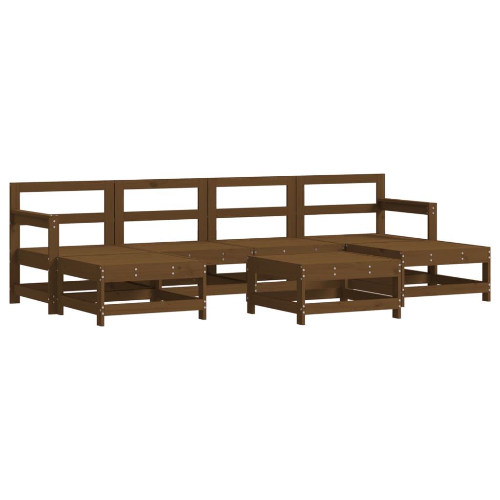 7 Piece Garden Lounge Set Honey Brown Solid Wood Pine