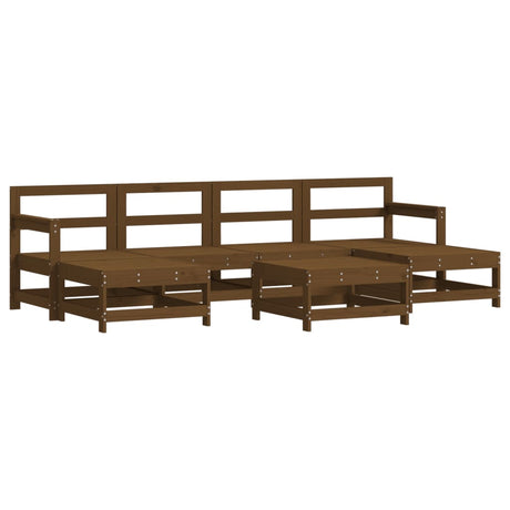 7 Piece Garden Lounge Set Honey Brown Solid Wood Pine