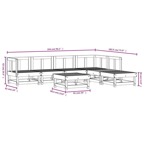 7 Piece Garden Lounge Set Impregnated Wood Pine