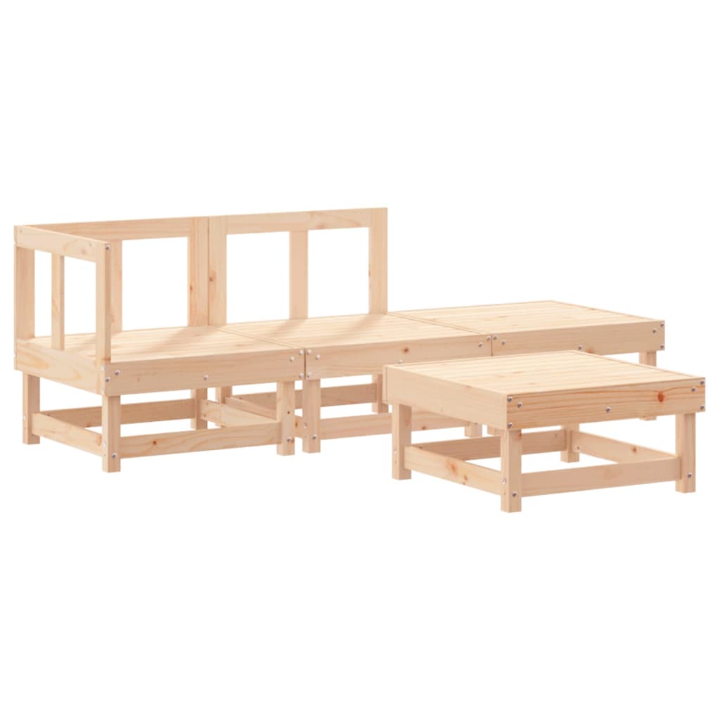 4 Piece Garden Lounge Set Solid Wood Pine
