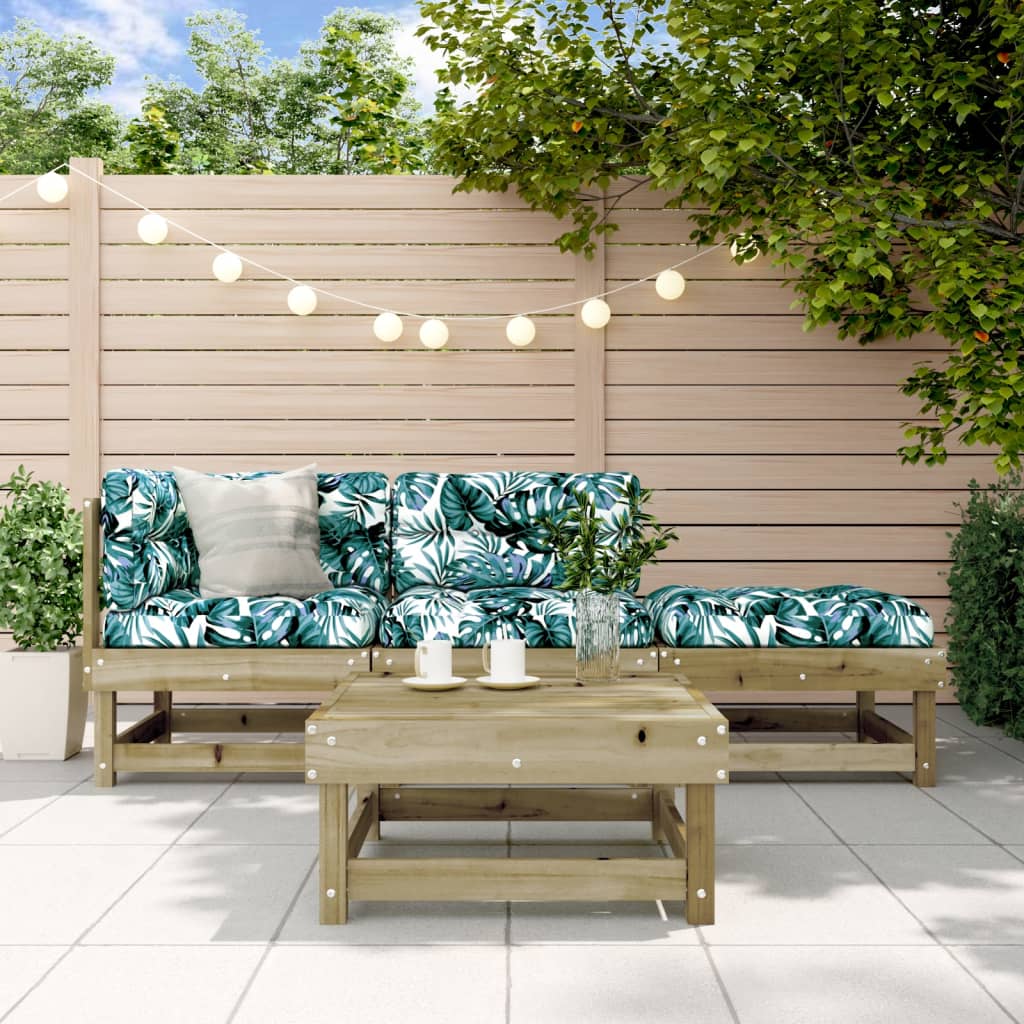4 Piece Garden Lounge Set Solid Wood Pine