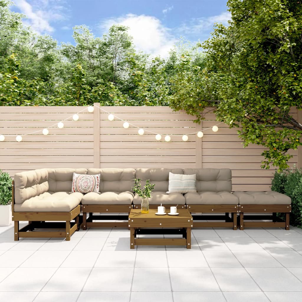 7 Piece Garden Lounge Set Solid Wood Douglas