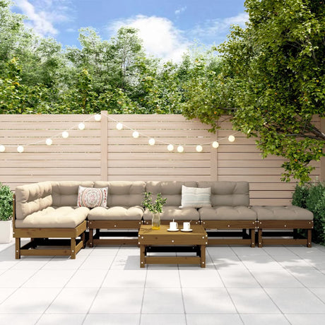 7 Piece Garden Lounge Set Solid Wood Douglas