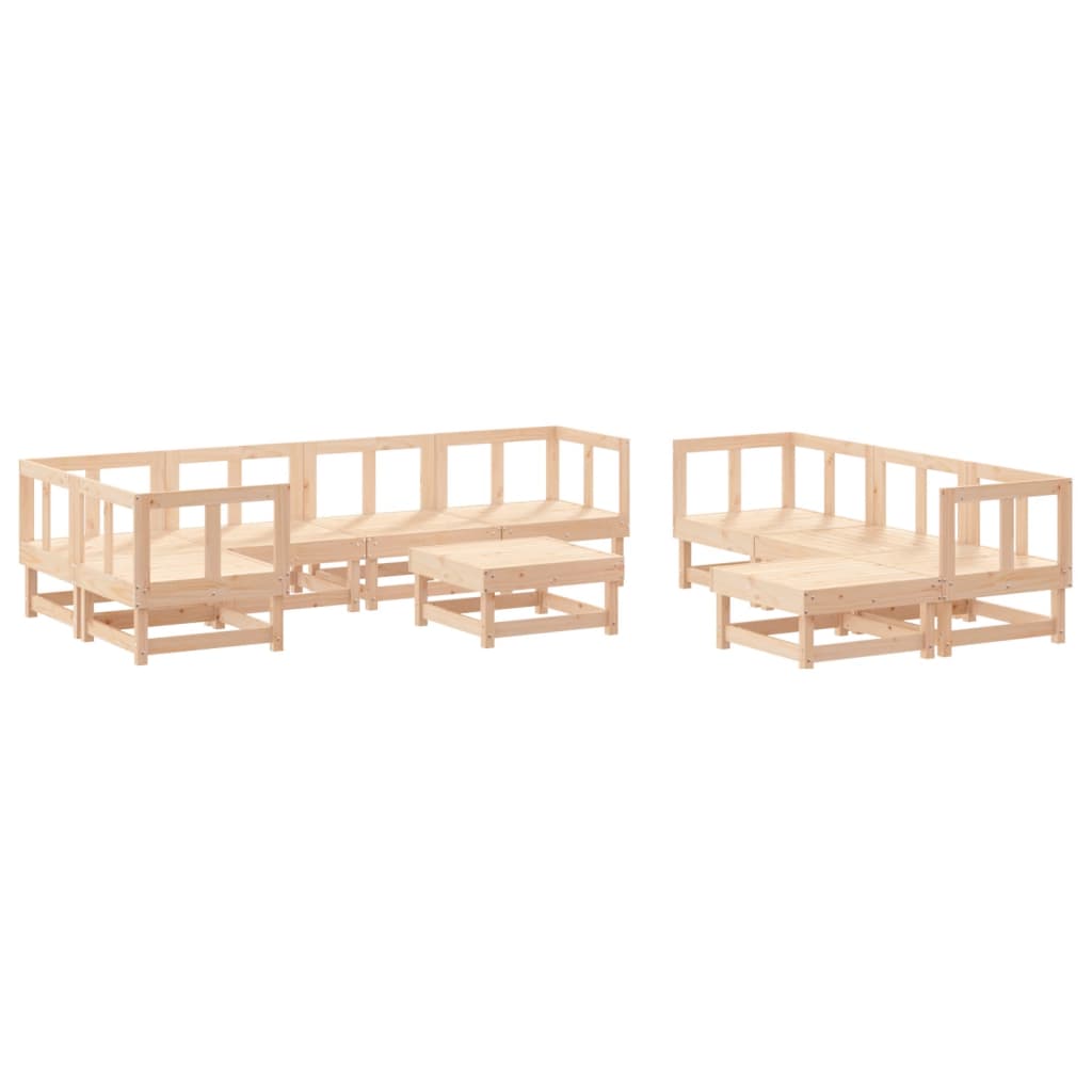 10 Piece Garden Lounge Set Solid Wood Pine