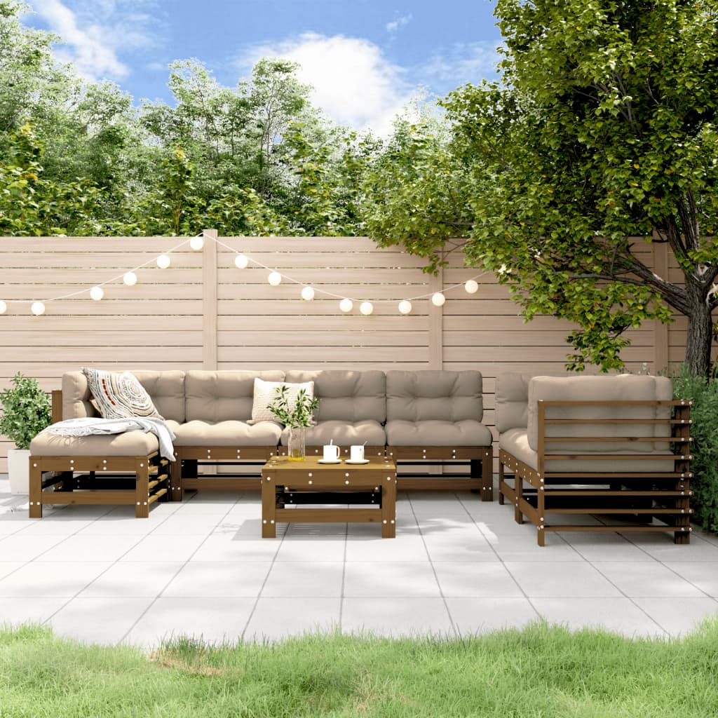 8 Piece Garden Lounge Set White Solid Wood Pine