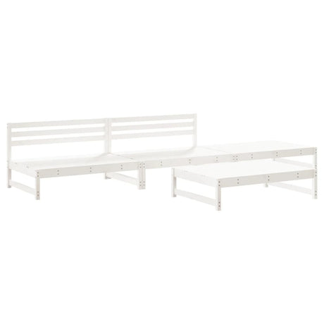 4 Piece Garden Lounge Set White Solid Wood Pine