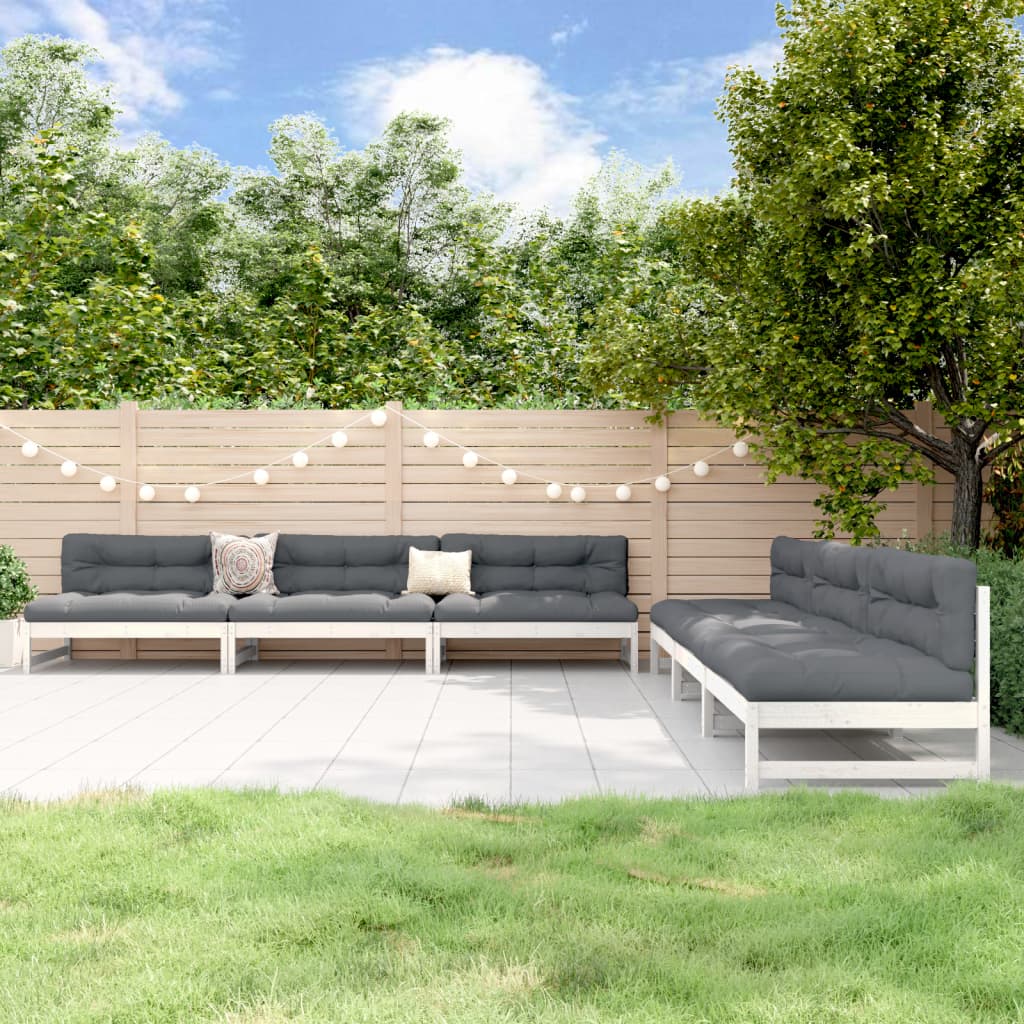 6 Piece Garden Lounge Set Solid Wood Pine