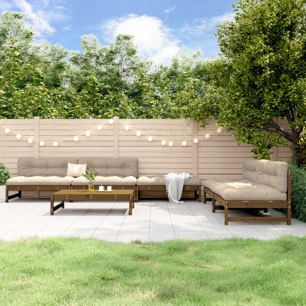 6 Piece Garden Lounge Set Solid Wood Pine