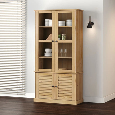 Glass Display Cabinet Vigo 85X35X170 Cm Solid Wood Pine