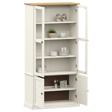 Glass Display Cabinet Vigo 85X35X170 Cm Solid Wood Pine