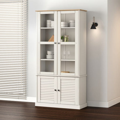 Glass Display Cabinet Vigo 85X35X170 Cm Solid Wood Pine