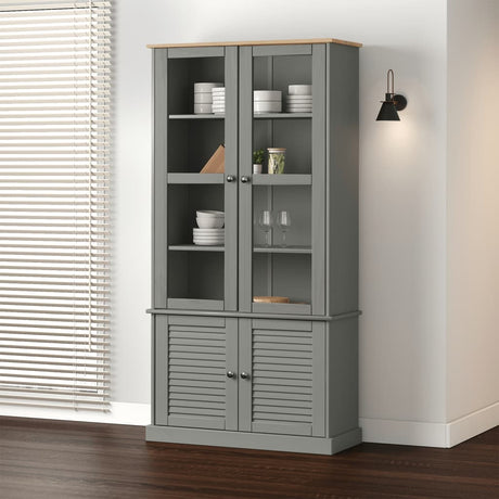 Glass Display Cabinet Vigo 85X35X170 Cm Solid Wood Pine