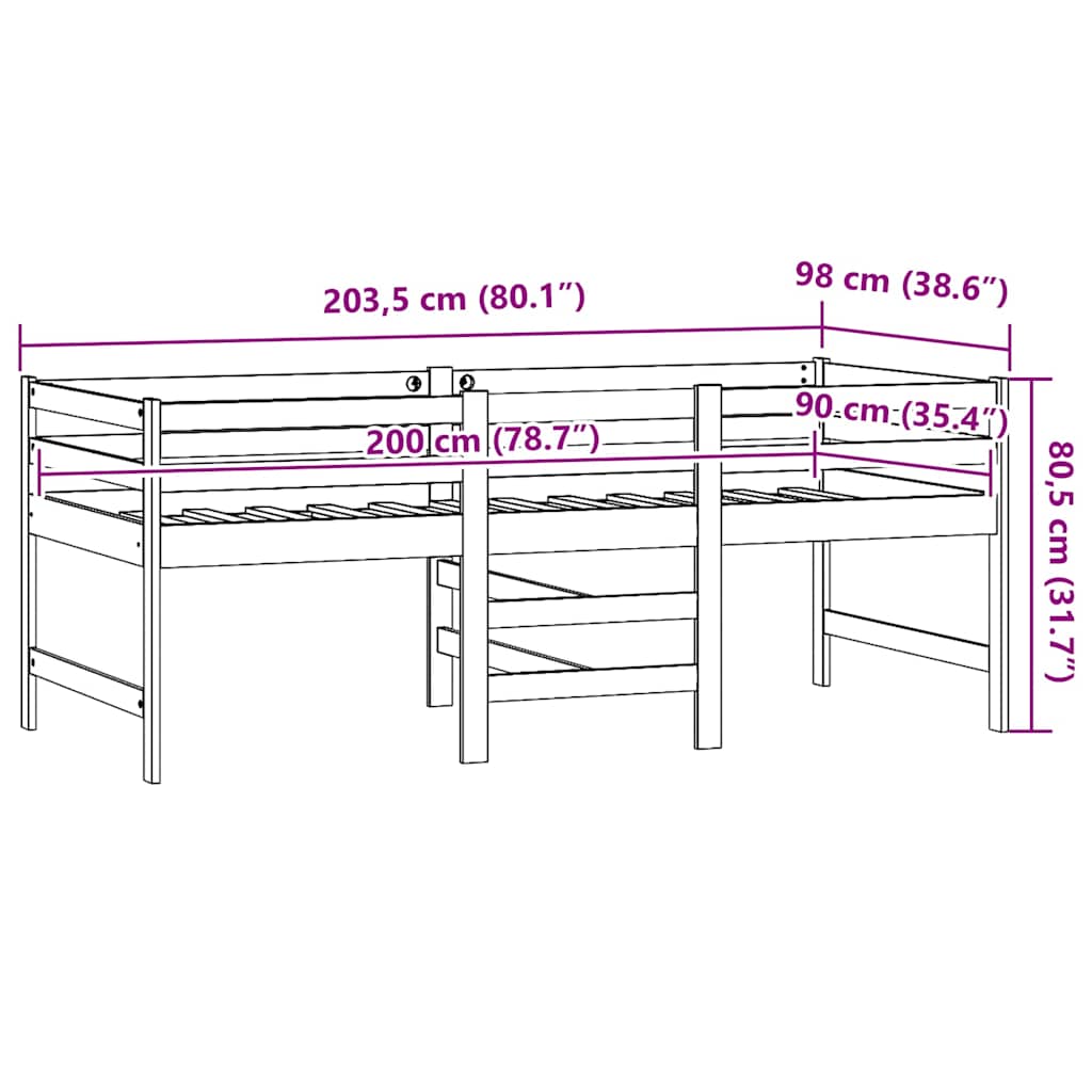 Bed Frame Without Mattress 90X200 Cm Solid Wood Pine